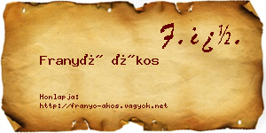Franyó Ákos névjegykártya